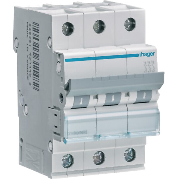 Hager Leitungsschutzschalter 3pol. C-6A, 6kA MCN306